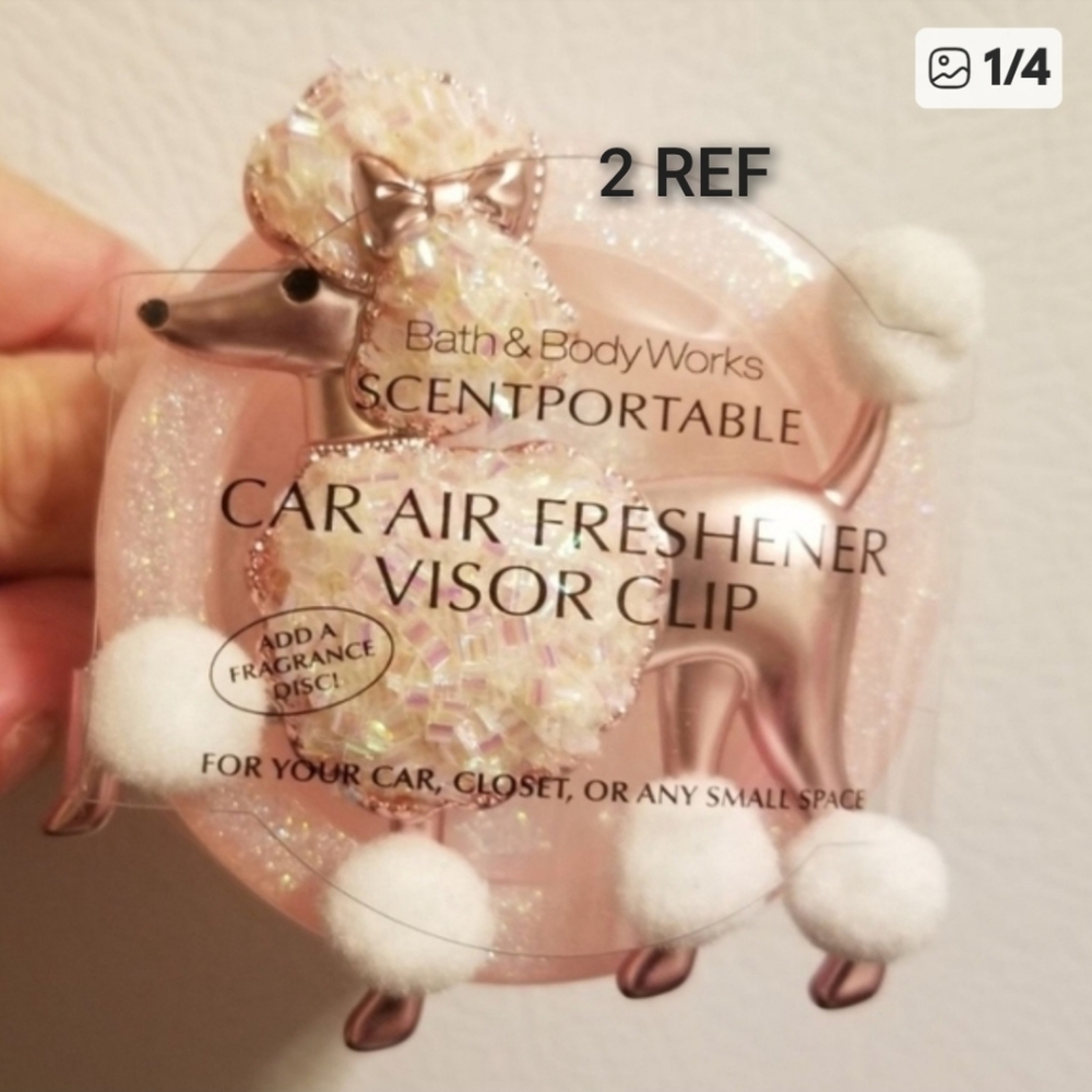 Bath & Body Works Poodle Car Visor Clip 2 Refills.